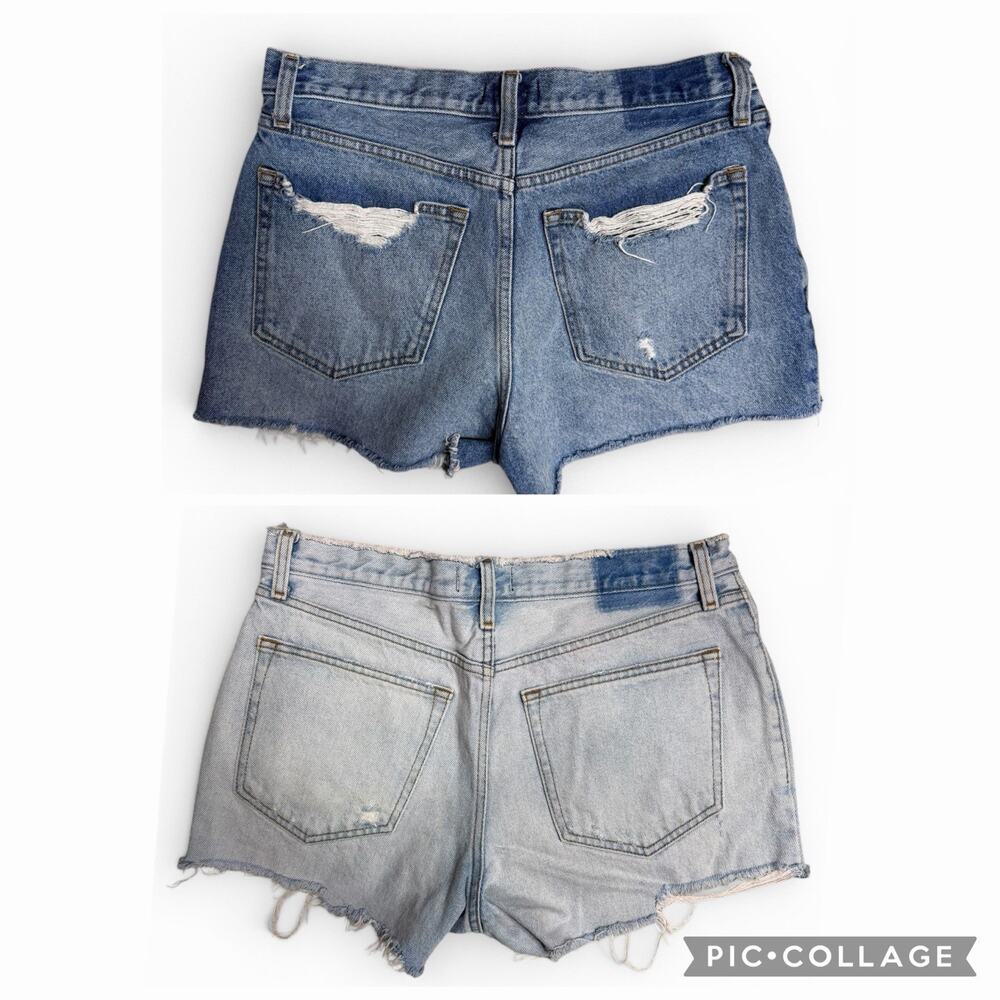 Abercrombie & Fitch Shorts 2 Pair Blue Jean Annie High Rise Cutoff Distressed 30 - Picture 2 of 8